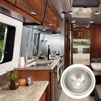 อ่างล้างมือในครัว RV ขนาด10นิ้วอ่างล้างหน้าสแตนเลสทนทานต่อการเกิดสนิมสำหรับเรือตั้งแคมป์เรือยอชท์ 6