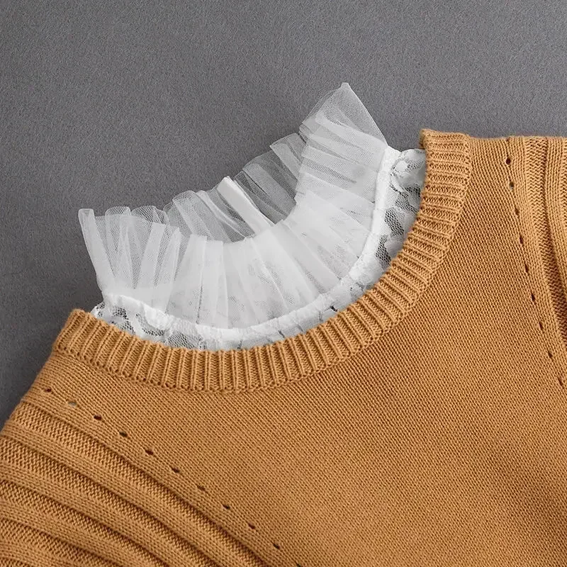 Fake Collar Detachable Collar Shawl New Women White Lace Fake Collar Vintage Shirt Detachable Collar Front Tie Men Lapel Blouse Top Sweater Cotton False Collars