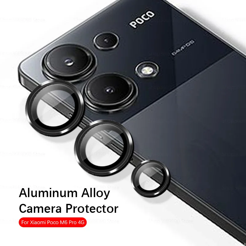 

Защитное 3D стекло для камеры Xiaomi Poco M6 Pro 4G HD, закаленное стекло для объектива, металлическое заднее кольцо на Poko Little M6Pro M 6 Pro 6Pro 4G