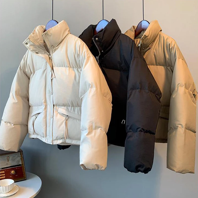 

Winter Thickened Loose Fashion Cotton Suit Student Warm Black Y2K Simplicity Bread Suit ins Coat Men and Women