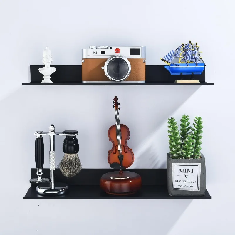 Scaffali da Bagno per Organizzazione e Stoccaggio 15/20/30/40/50cm 1 pezzo 1 Pezzo Scaffale Moderno per Cucina, Doccia e Bagno, Nero, da Parete - immagine 2