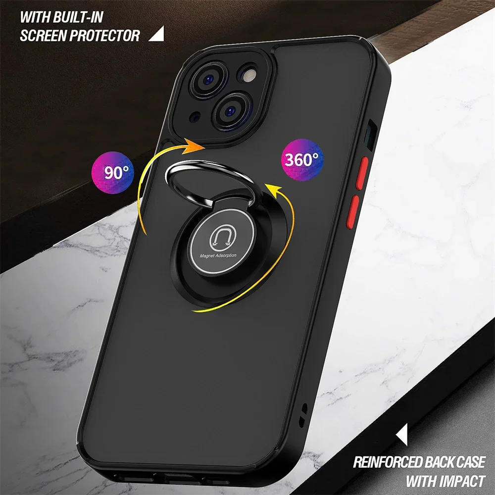 Enhanced Shockproof Matte Magnetic Case with Ring Holder