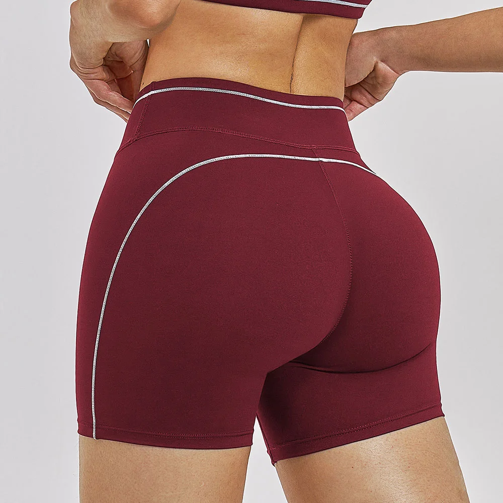Short de Yoga taille haute pour femmes, délavé au 