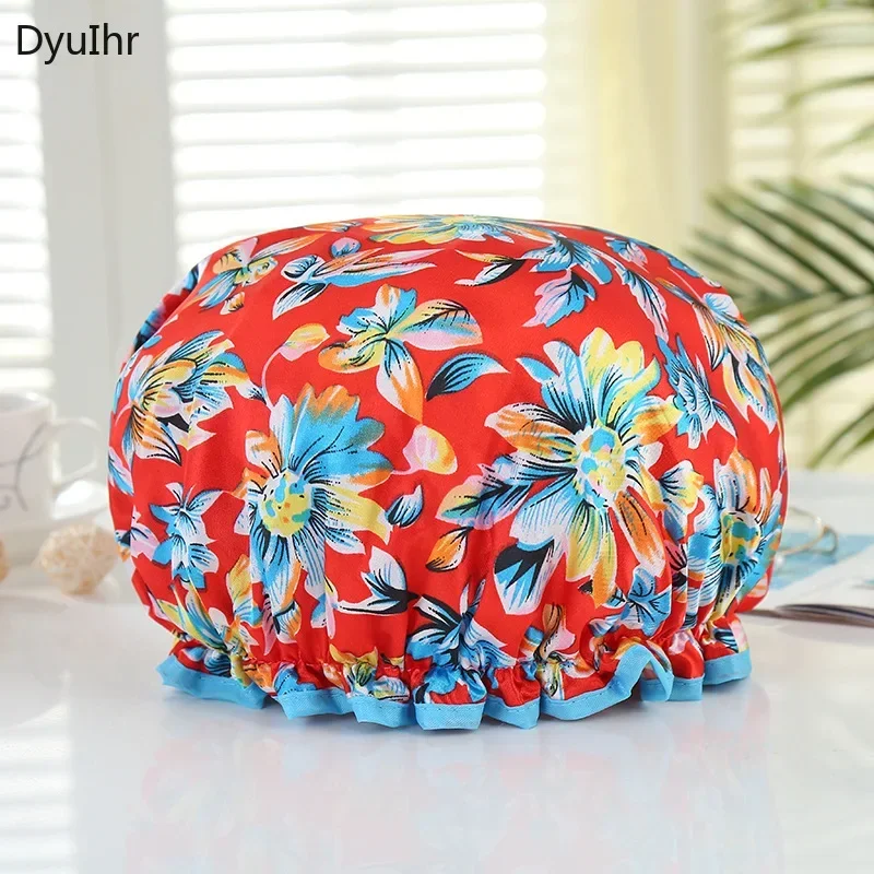 Adult Double Thicken Waterproof Shower Cap Makeup Bathing Headgear Kitchen Dustproof and Oil-proof Hair Cap and Shower Cap 2