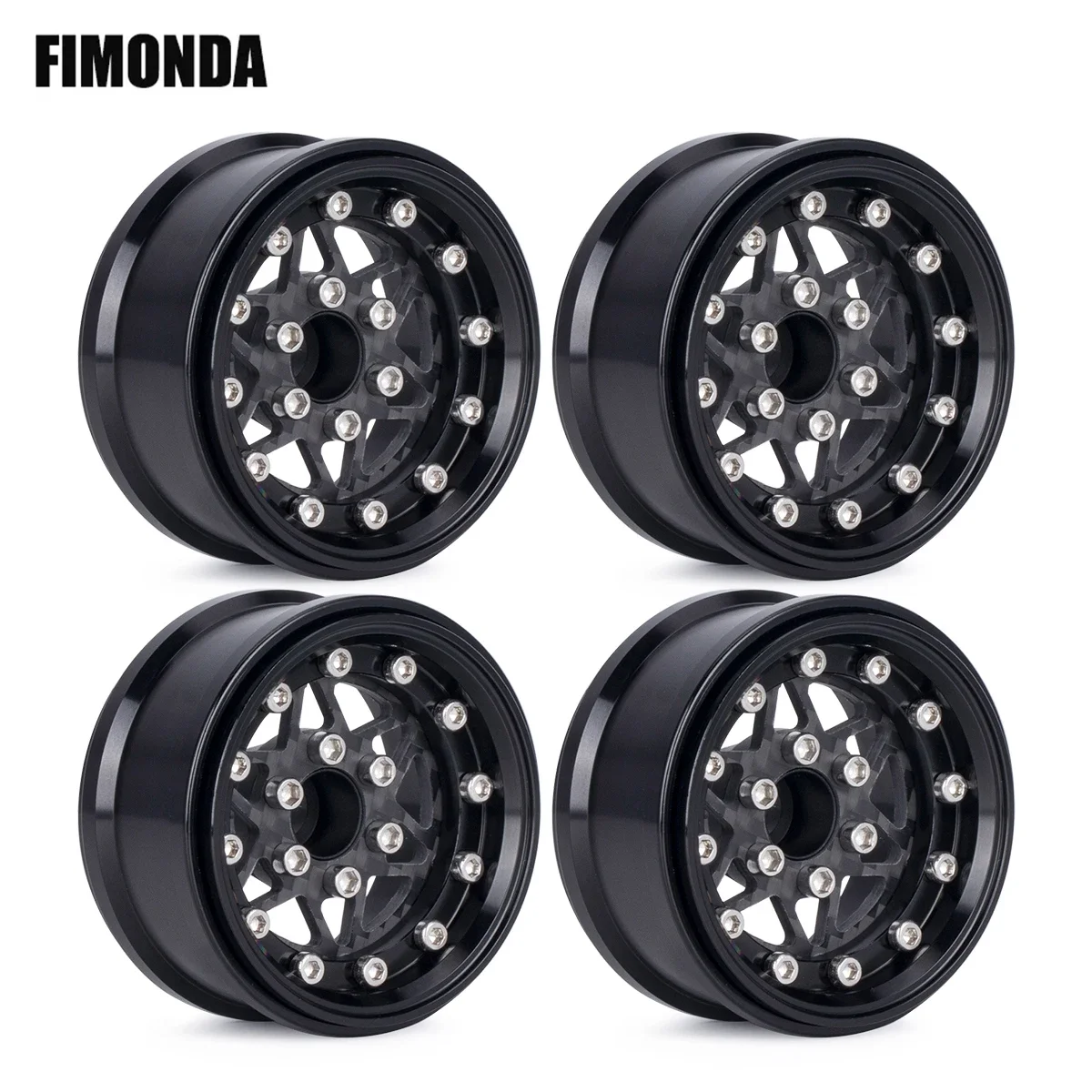 Dilwe 4 Ruedas De Aluminio Beadlock De 1.9 Pulgadas – Llantas Para Coches RC HSP, HPI, Axial (Oro Y Negro)