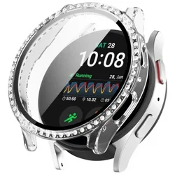 Elegant Diamond Bling Case with Tempered Glass Screen Protector for Watch 5-4 40mm (Transparent)