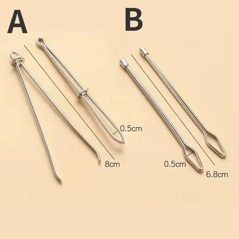 2Pcs Stainless Steel Garment Clips Sewing DIY Tools Elastic Band Tape Punch Cross Stitch Threader Wear Rope Elastic Clamp Sewing Tool