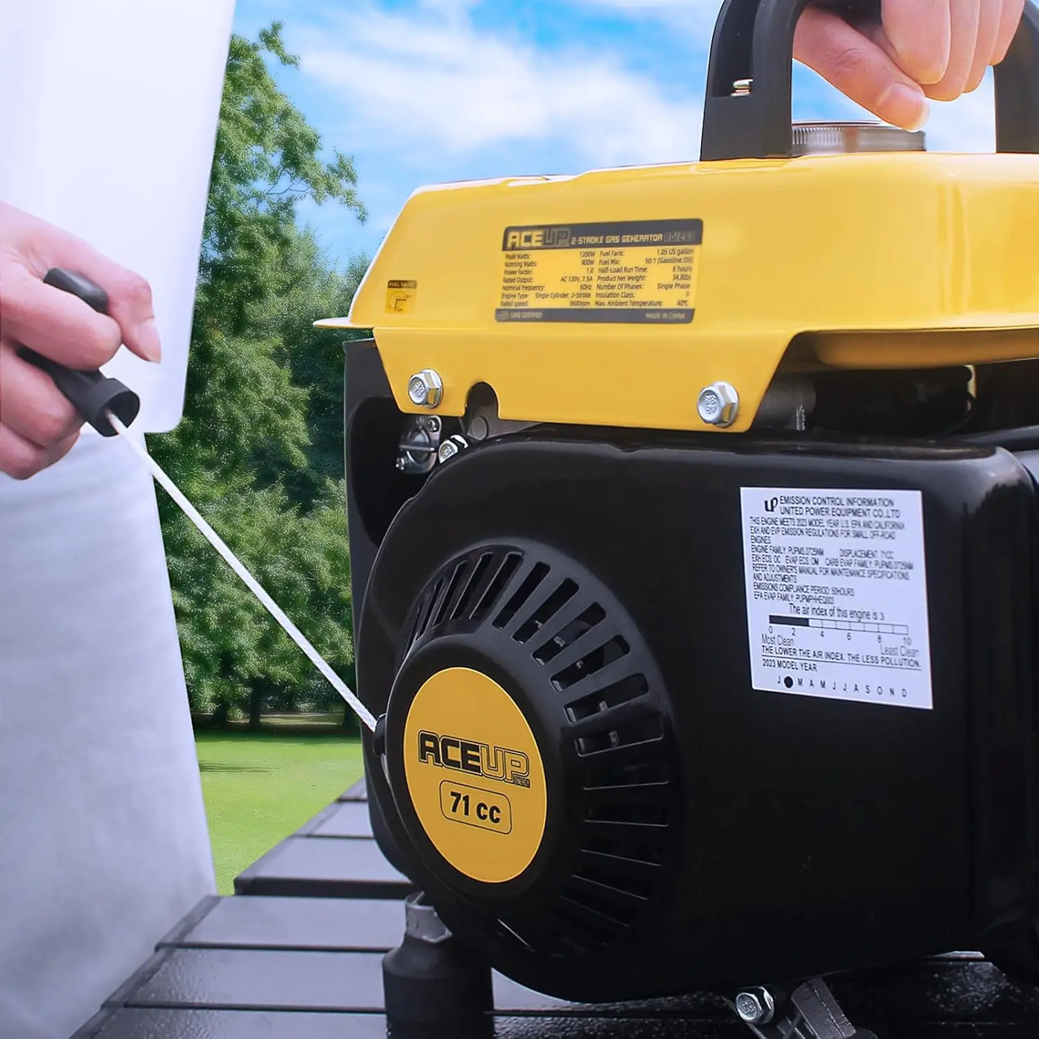 1,200W Gas-Powered Generator, Portable Generator Camping Ultralight, EPA & CARB Compliant With air cooling system