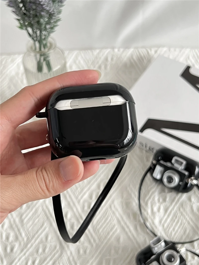 Soft Silicone Earphone Case with Strap and Protective Camera Cover