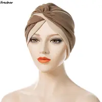 Muslim Scarf Hijabs Turbans African Headtie Braid Hat for Women Pleated Beanie Headwrap Hair Accessories Indian Bonnet Hats 1