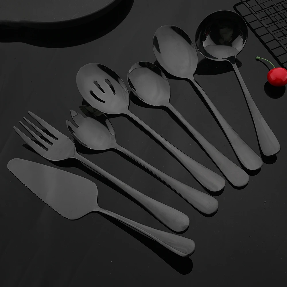 Cutlery Set Western Style Cutlery Set Picnic Cutlery Set Stainless Steel Cutlery Set Picnic Tableware Camping Cutlery Set Wooden Cutlery Set Ceramic Dinnerware Set Black Stainless Steel Dinnerware Set Flatware Soup Spoon Colander Spoon Service Salad Fork Cake Spatula Kitchen Tableware