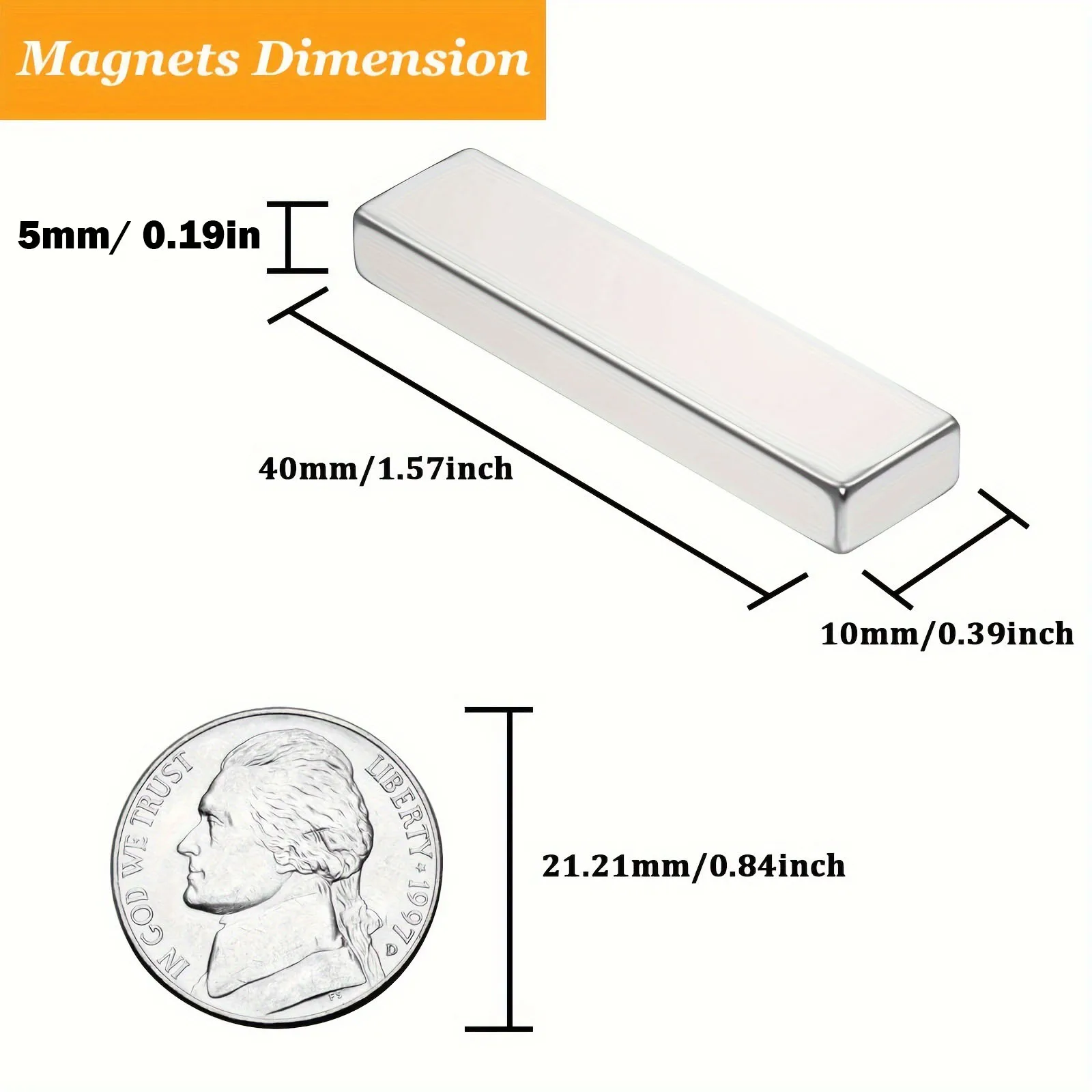 사무실 및 도구 보관용 40x10x5(10개) 자석, 보관 자석, 지도 자석, 서랍 닫기 자석