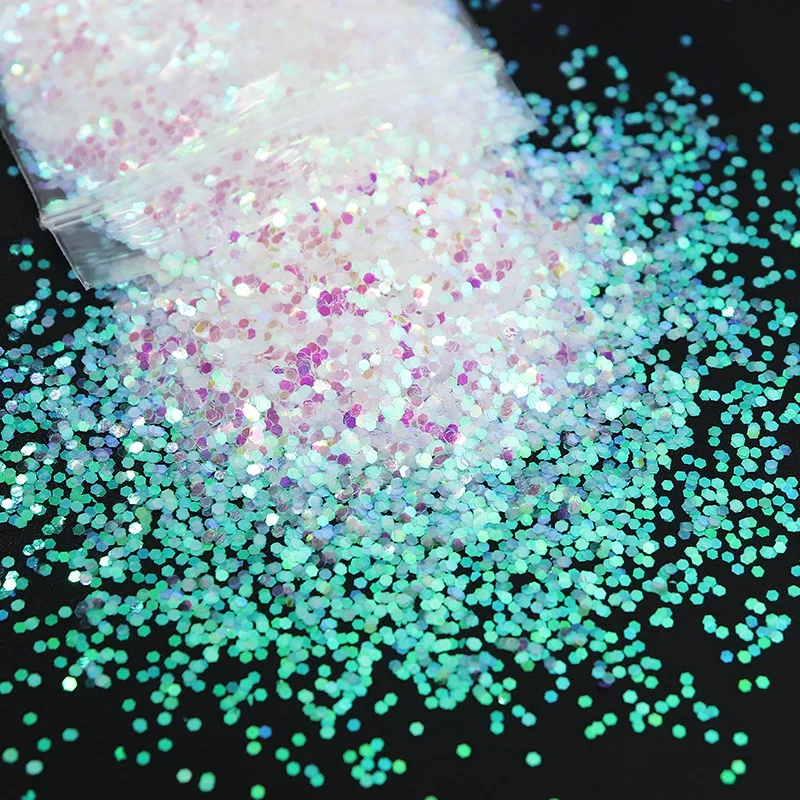 Iridescent Mermaid Nail Glitter in-1mm Ultra Thin Sequins Bead and Powder Mix Professional for Nail Supplies DIY crafts 1Bag nail glitter