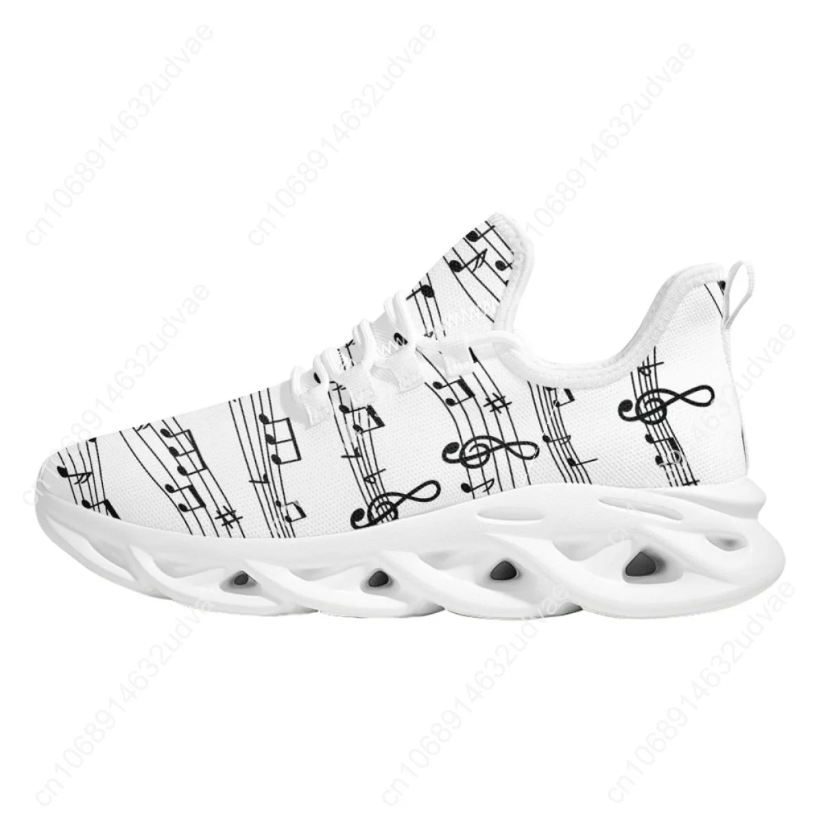 Women's Running Sneakers Musical Note Print Ladies Casual Cushion Mesh Shoes Shock Absorption Tennis Plus Size 35-46