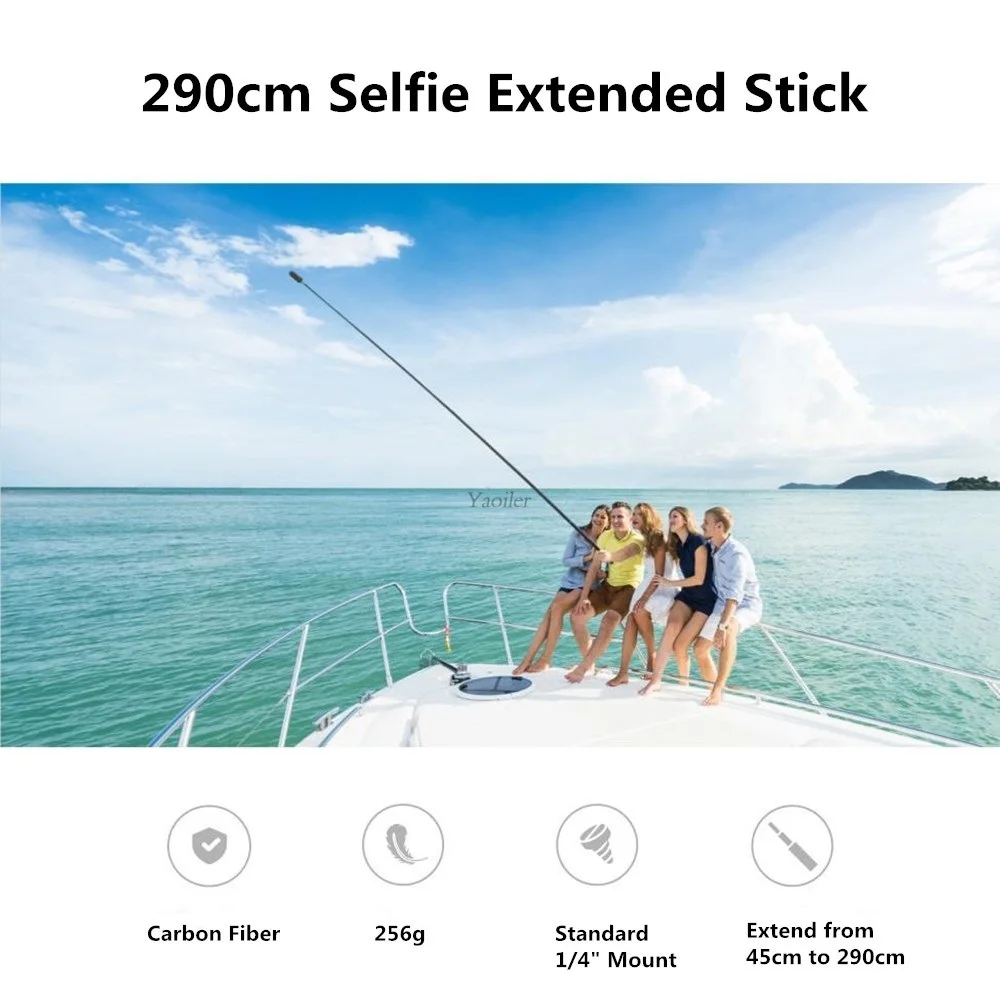 Insta360 X3 / ONE X2 / ONE RS 액세서리 용 290cm 3m 탄소 섬유 보이지 않는 확장 에디션 셀카 스틱 GoPro Insta 360 용