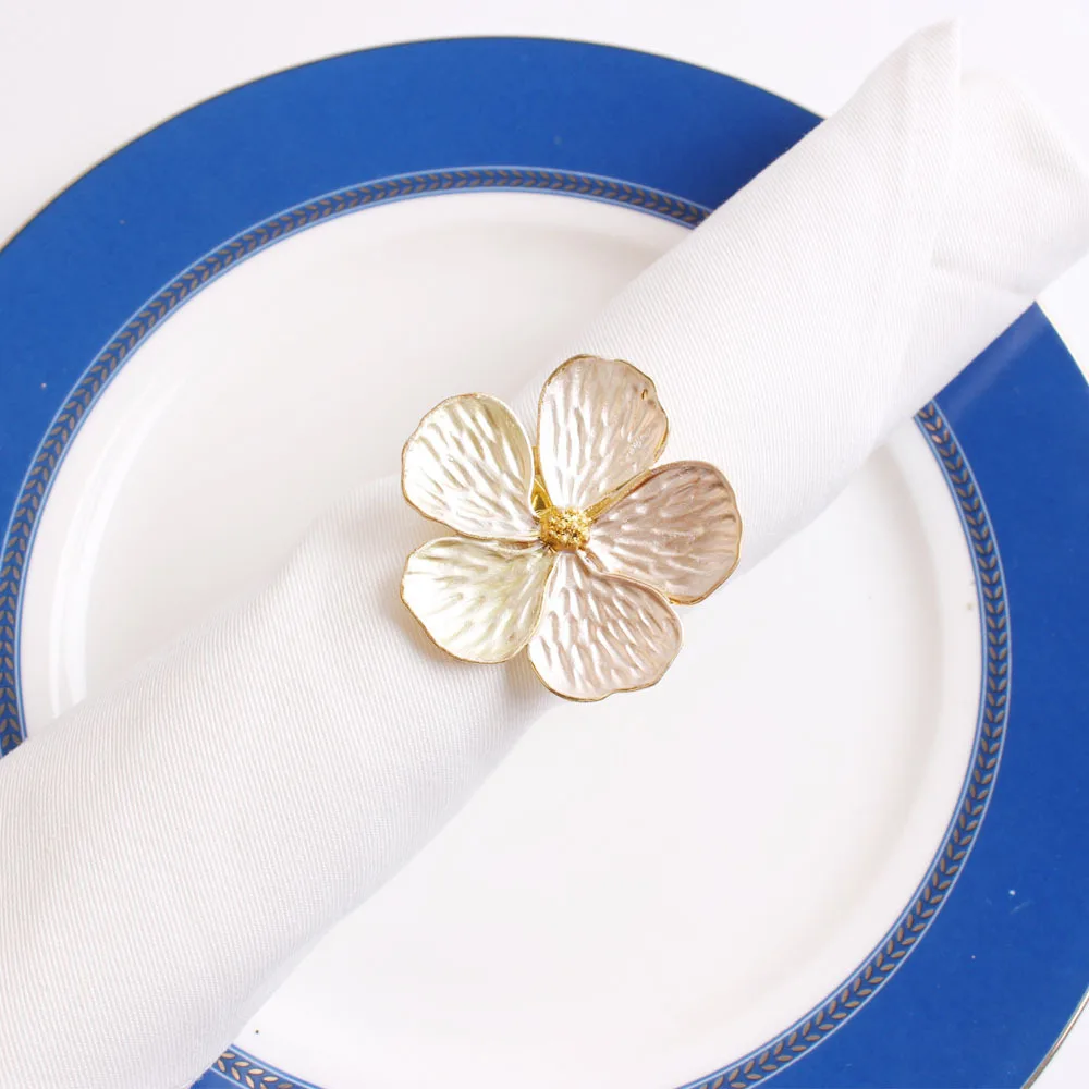 6PCs/set Flower Bee Napkin Rings Set Wedding Napkin Buckles Metal Gold Daisy Flower Holder Party Home Table Decoration