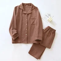 2026 New Spring Couple's Pajama Set 100% Cotton Long Sleeve Long Pants Two Piece Set for Men and Women's Home Furnishings - Image 4