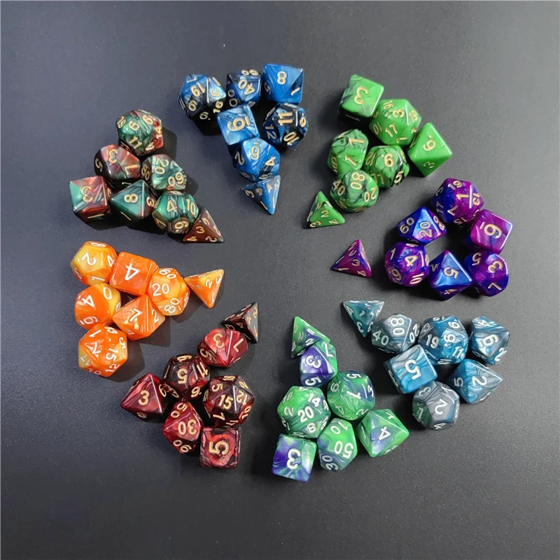 10 X 7 Polyhedral Dice Set (70 Pieces) For Dungeons And Dragons DND RPG MTG Table Games D4 D6 D8 D10 D% D12 D20 With 10 Pack Black Bags, 10 Colors