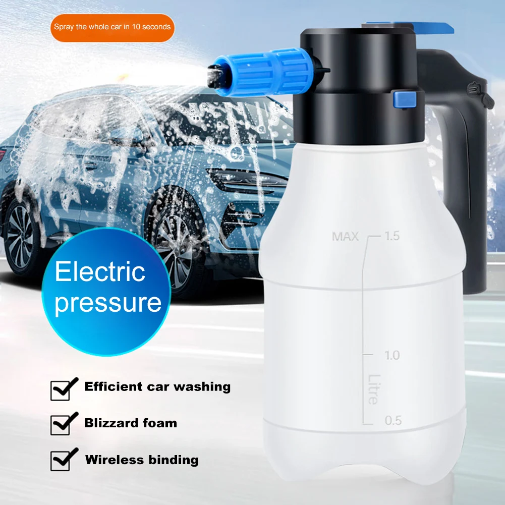 

1.5L Electric Foam Sprayer USB Rechargeable Foaming Pump Watering Can Electric Car Wash Spray Bottle Car Home Cleaning Tools