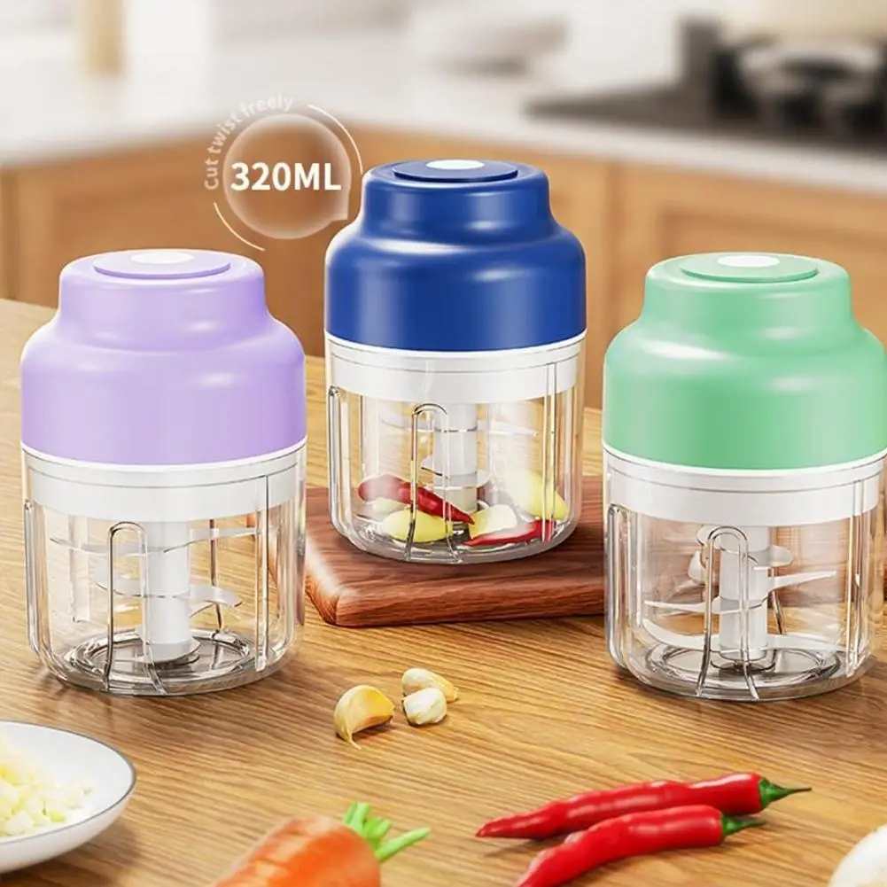 Mini Wireless Electric Garlic Crusher Portable 320ml Chopper USB Charging Ginger Chili Vegetable Masher Kitchen Machine