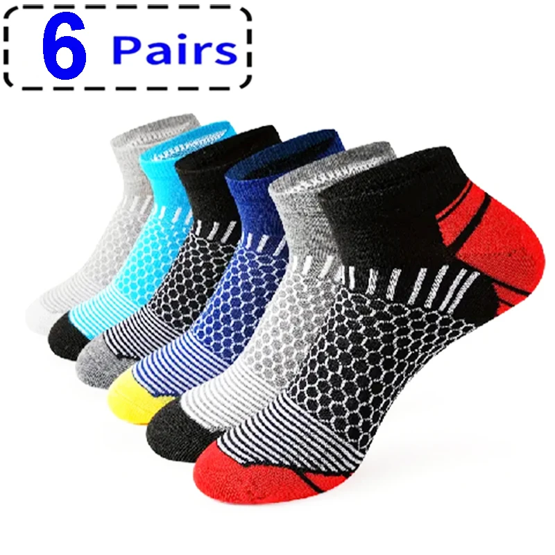 

Носки мужские спортивные до щиколотки, повседневные, для бега, прочные, спортивные, с завышенной талией, 6 пар, весна-осень