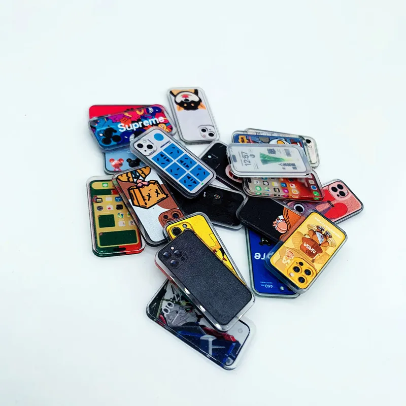Simulation Miniature Multi-style Acrylic Mobile Phone Model For Barbies Bjd Dolls Kids Pretend Toys 5Pcs/Set 1/6