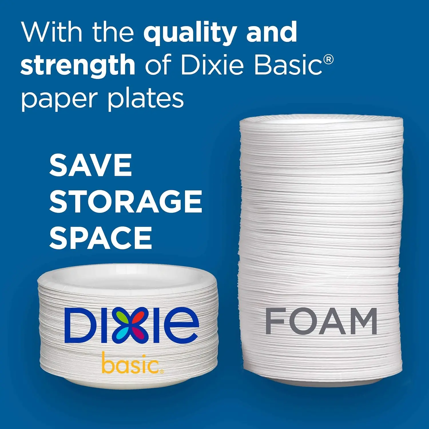 Dixie Basic 8.5" Light-Weight Paper Plates by GP PRO (Georgia-Pacific), White, DBP09W, 500 Count (125 Plates Per Pack, 4 Packs