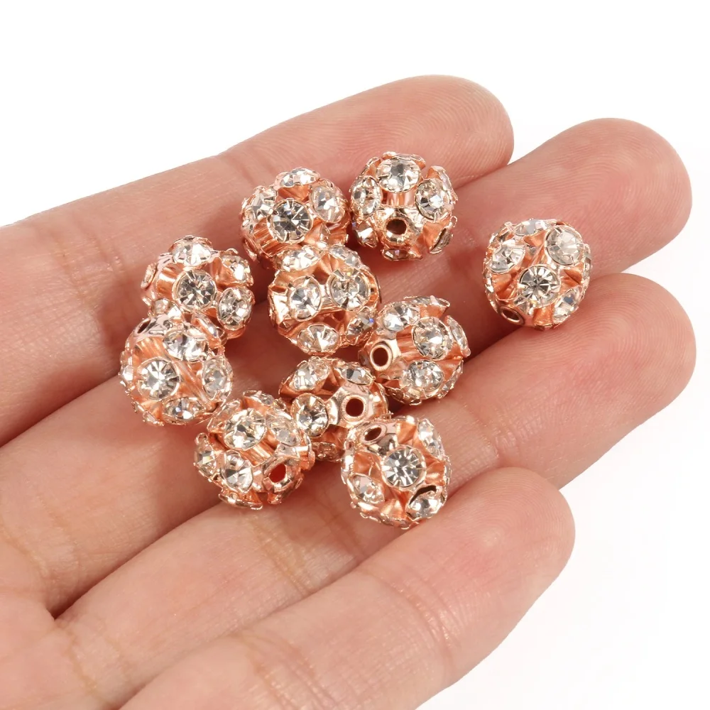 50pcs 6mm AB Color Metal Crystal Beads Rhinestone Ball Shape Loose Beads for Jewelry Making DIY Gift Bracelet Accessories Image 3