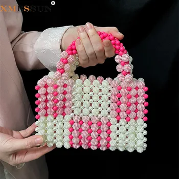 NUOVA Borsa da Sera alla Moda con Perle Bianche, Borsa a Tracolla per Feste, Matrimoni, Banchetti, Borsa da Sposa