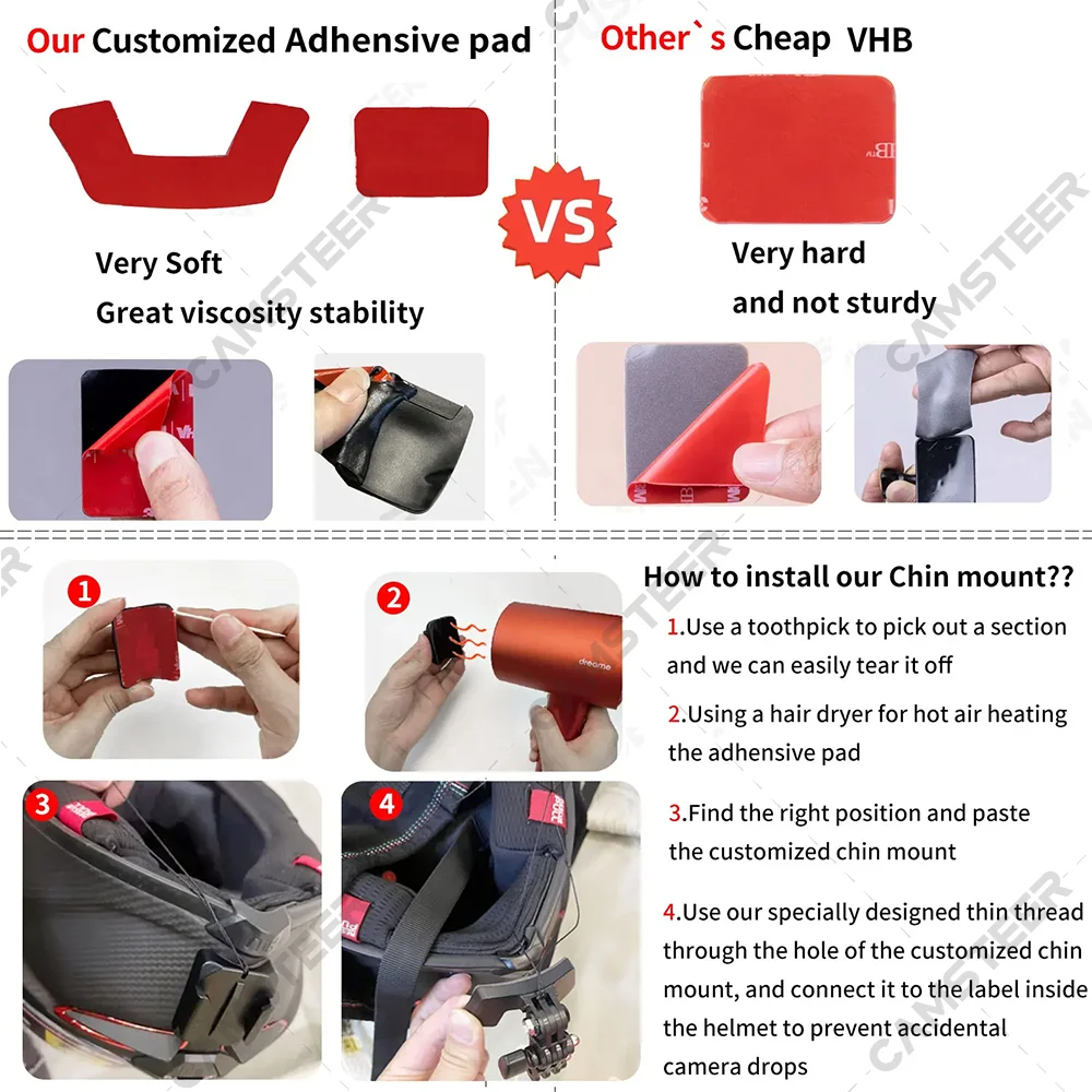 SHOEI 글램스터 맞춤형 오토바이 헬멧 턱 마운트, GoPro12 11 10 9 Insta360 X4 X3 Ace 프로 DJI 액션 3 4 카메라용