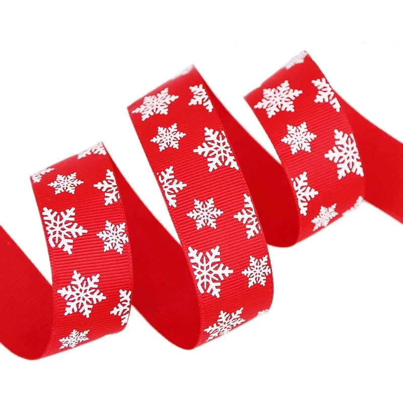 (10meters/lot) 1'' (25mm)  Printed Snowflake Grosgrain Ribbon Christmas Gift Handmade DIY Ribbon Top Quality Ribbons