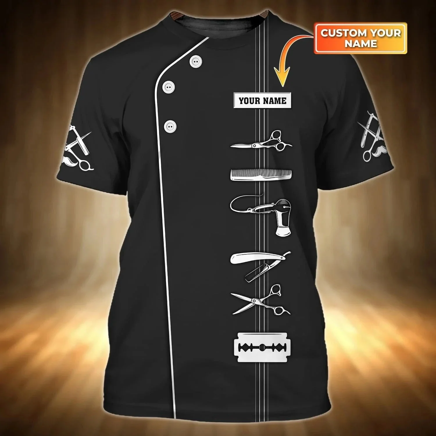 Sommer Mode männer T-shirt Personalisierte Name Barber 3D Gedruckt Unisex T Shirt Neue Barber Shop Geschenk Casual Kurz-hülse DW68 – Detail 13