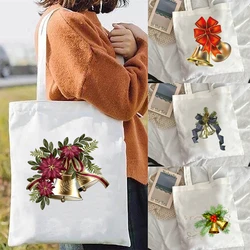 Canvas Bag Tote Bag Merry Christmas Shopping Bags Shoulder Woman Shopper Customizable Designer Handbags Bags for Women Handbag