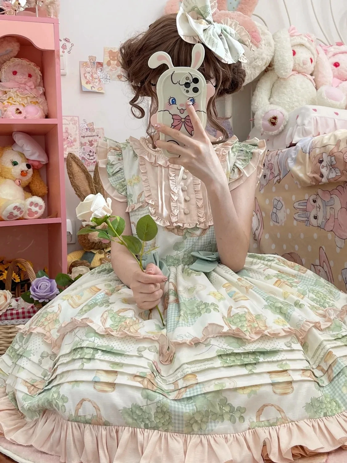 

Summer Sweet Lolita Dress Women Princess Birthday Party Vestidos Print Cute Girl Dresses Kawaii Girly Lolita Style Dress Women