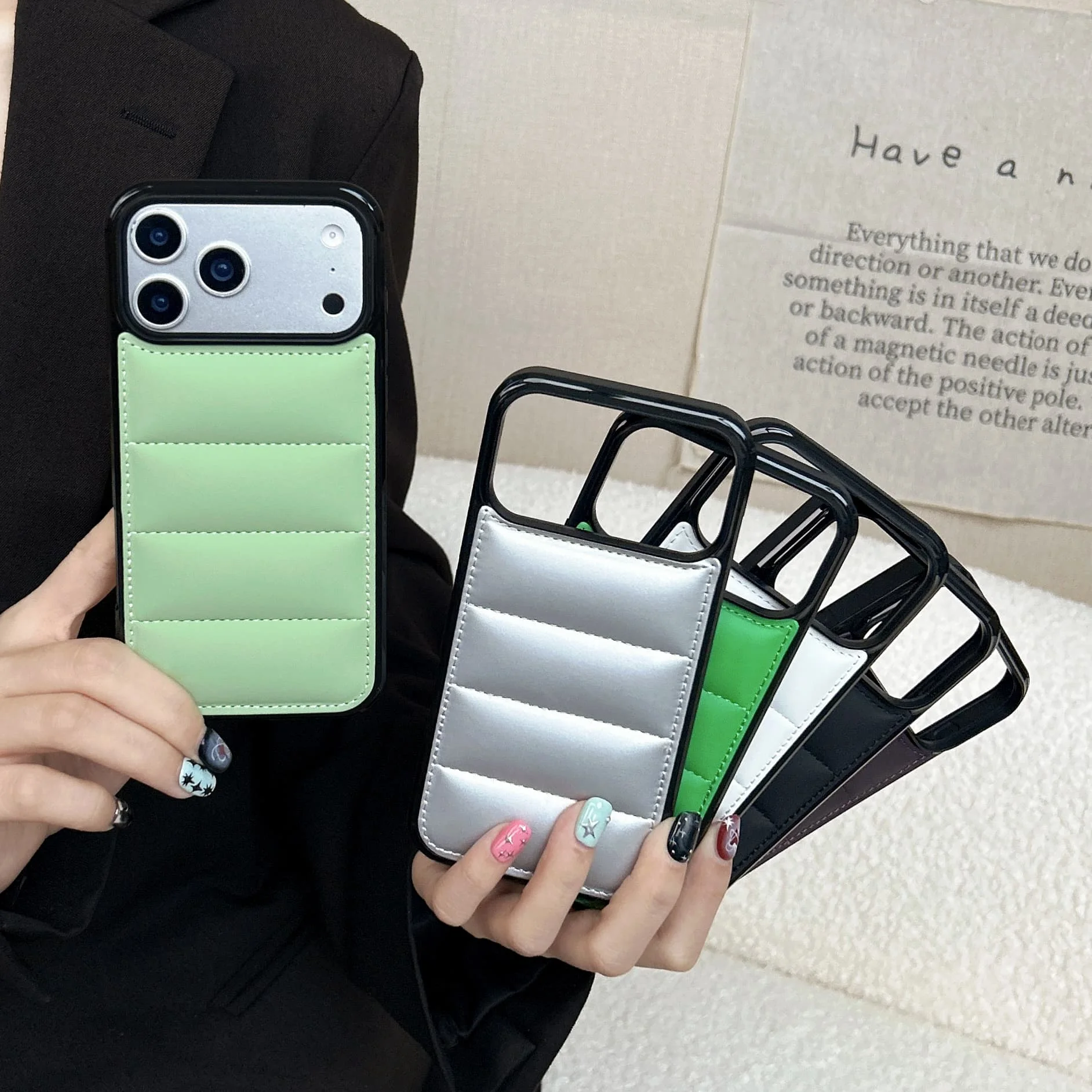 3D Puffer Winter Soft Touch Phone Case - Cotton Filled Cover Shell