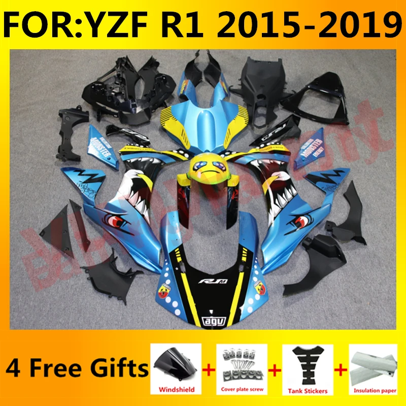 

NEW ABS Motorcycle full Fairing Kit fit For YZF R1 2015 2016 2017 2018 2019 YFZ-R1 Bodywork Whole Fairings kits set blue shark