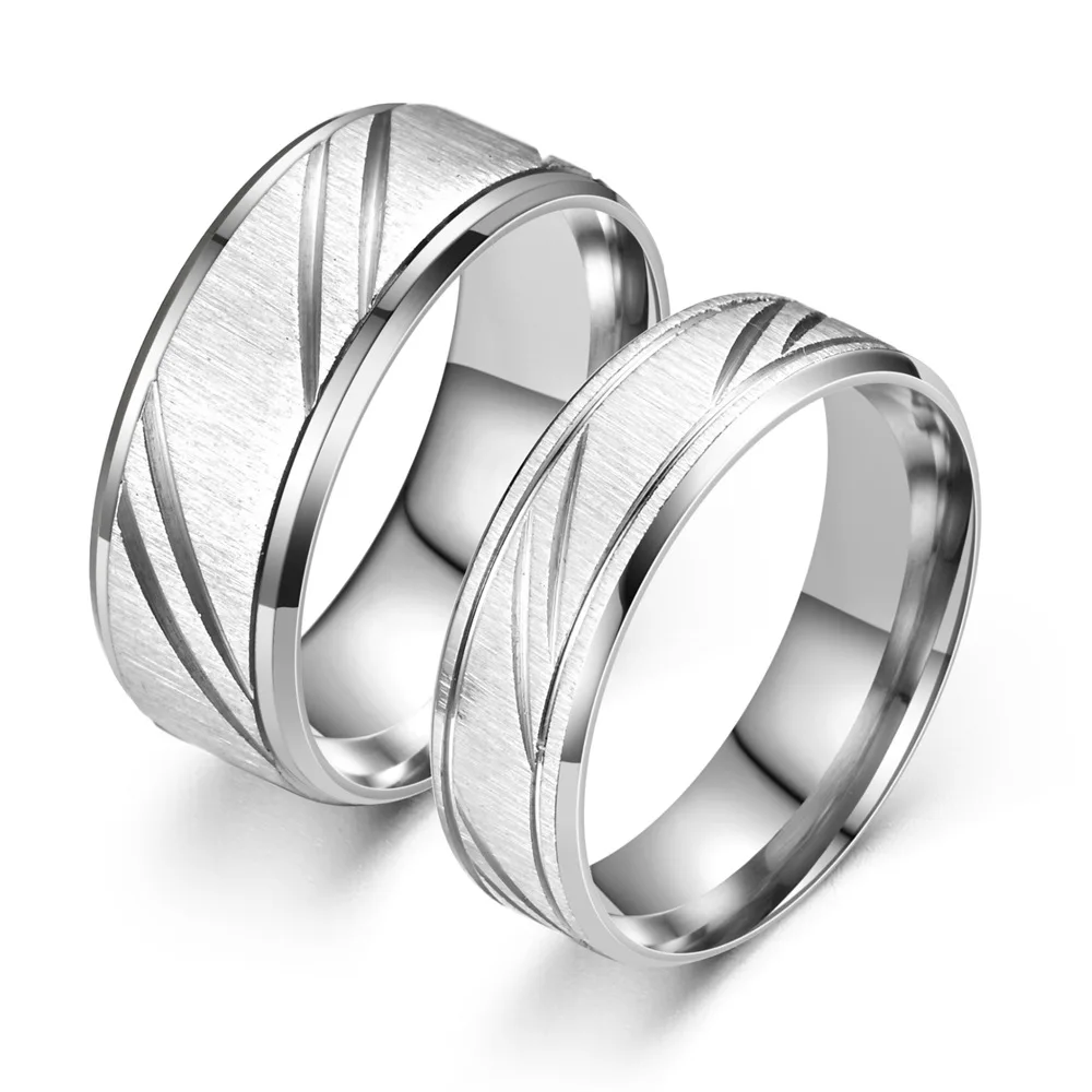 2024 New Hot Selling Stainless Steel Slash Couple Rings For Women Men ...