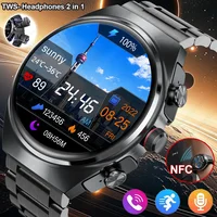 2025 2-in-1 Smart Watch With Earbuds NFC Smartwatch TWS Bluetooth Earphone Heart Rate Blood Pressure Monitor Sport Fitness Watch