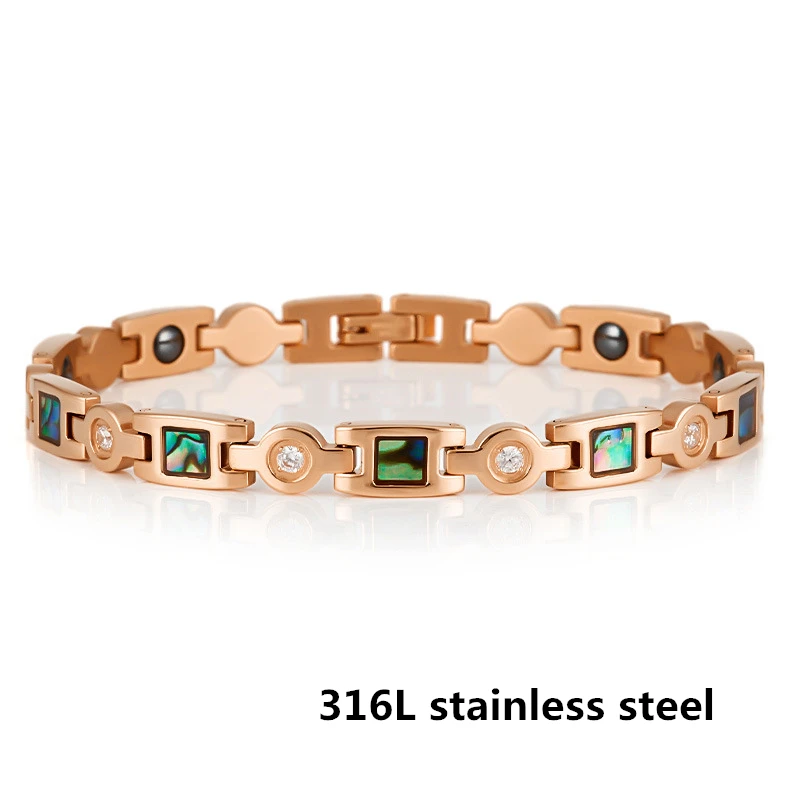 Abalone Shell Titanium Steel Energy Bracelet Magnetic Energy Anti-oxidation Anti-radiation Healthy Ladies Bracelet