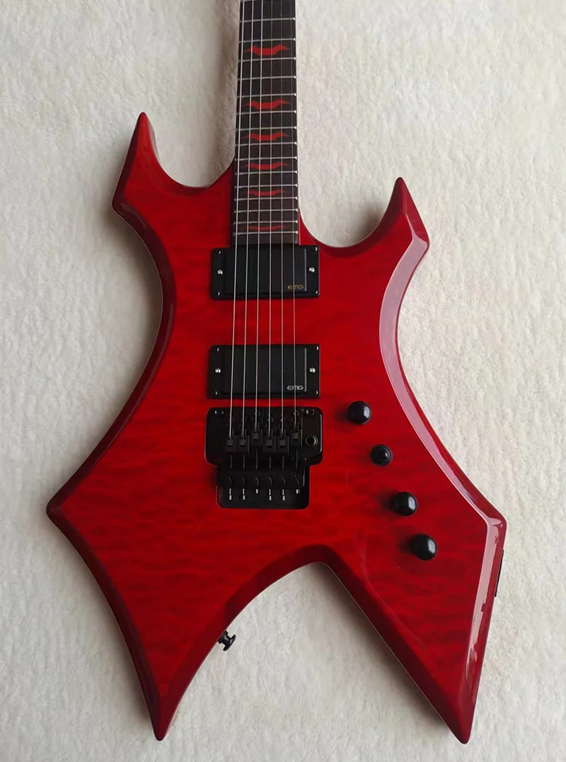 

В наличии-электрогитара OEM, верхняя часть огненного клена, фингерборд красного дерева, Floyd Rose Vibrato мостовая гитара, активный пикап