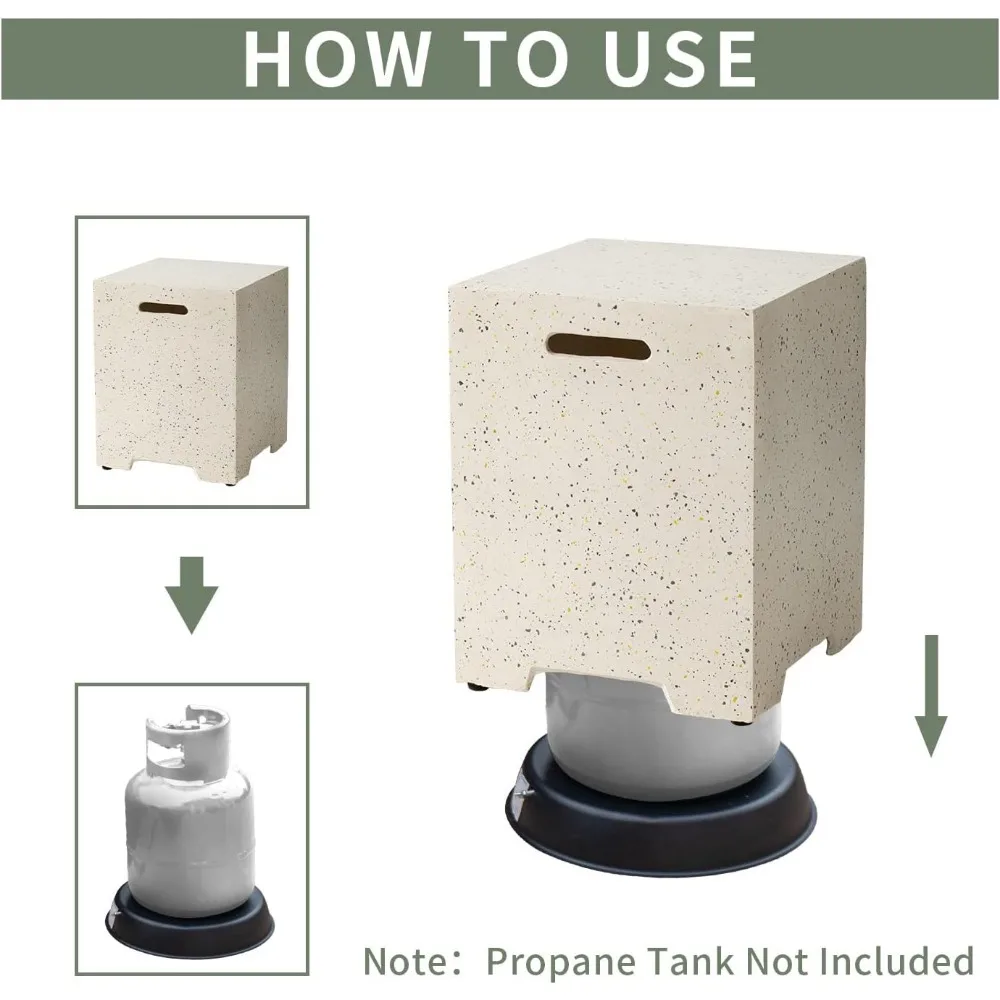 Outdoor Propane Fire Pit Table Set 2-Piece 42-inch Terrazzo Rectangle 50000 BTU 16 Inches Cover Side 20lb