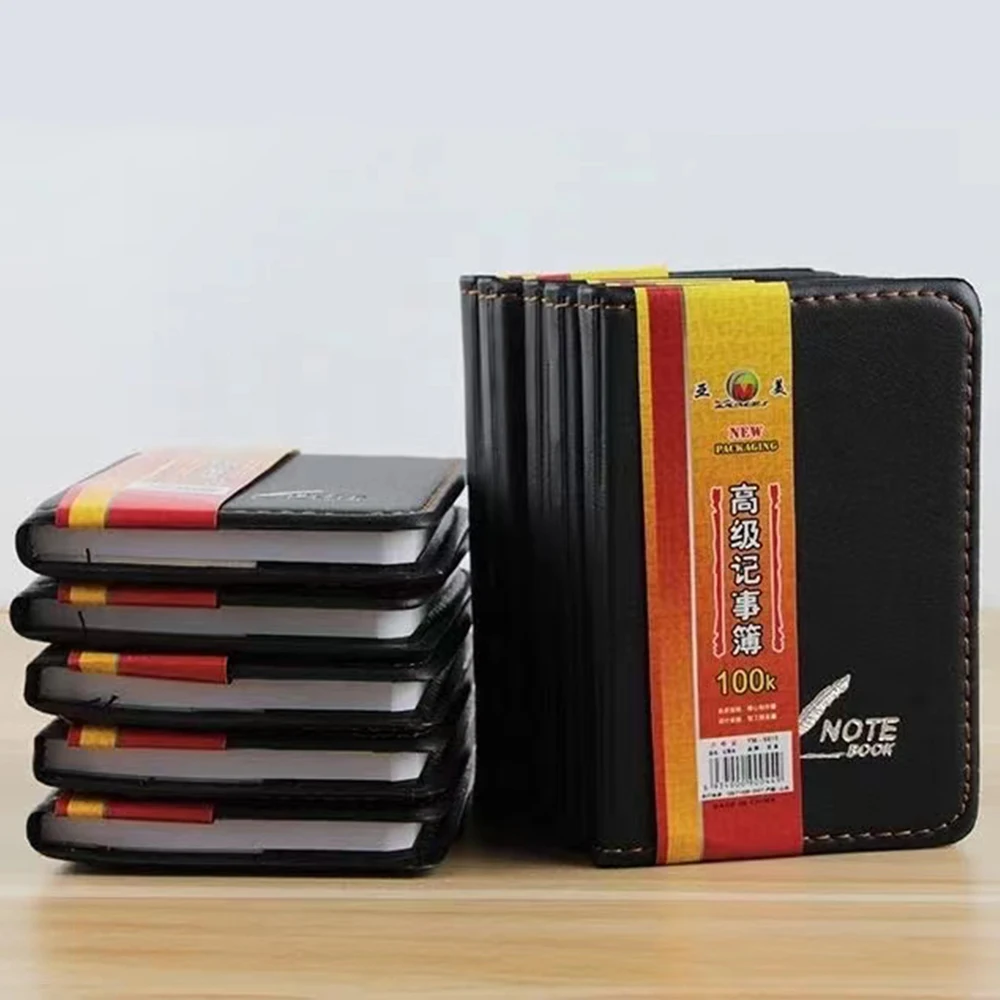 A7 Mini Notebook Portable Pocket Notepad PU Cover Diary Book Handwriting Word Book Memo Pad Office Student School Stationery DIY