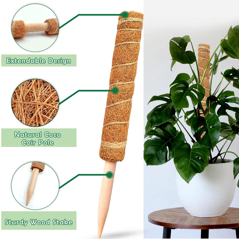Plant Climbing Coir Support Pole Potted Moss Stick Extendable for Monstera Creepers Vines 1PC