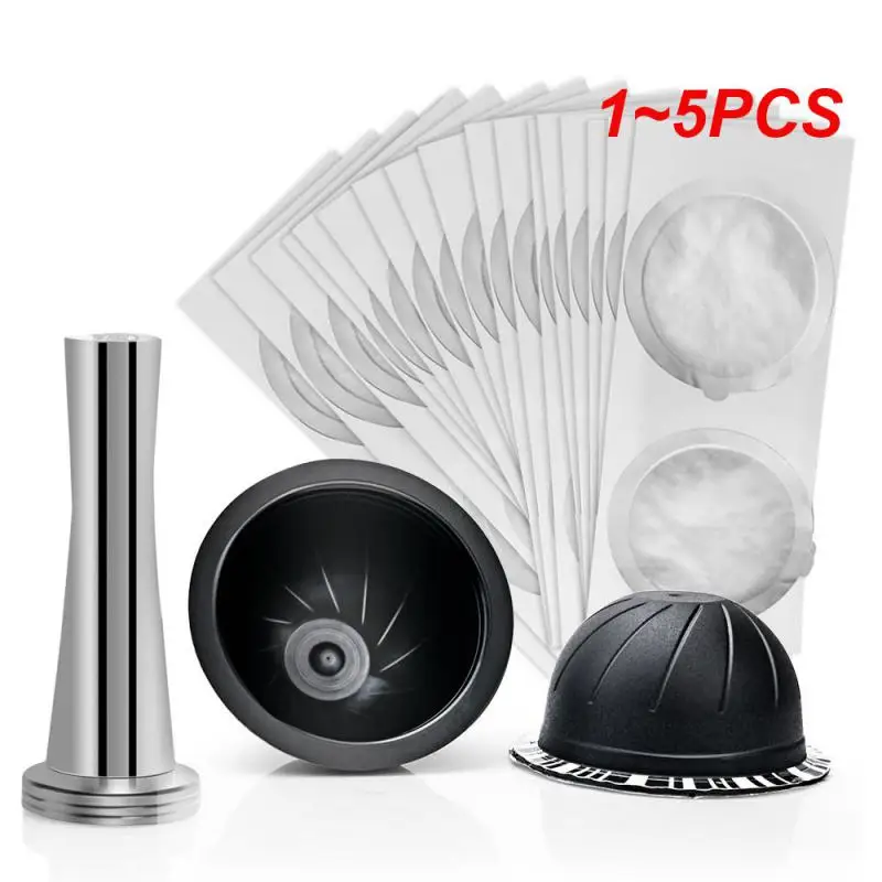 1 ~ 5Pcs Capsule Riutilizzabili Usa E Getta Capsule Coperchi Guarnizioni In Alluminio Adesivi Per Nespresso Vertuo Plus Macchina Automatica Per Caffè 