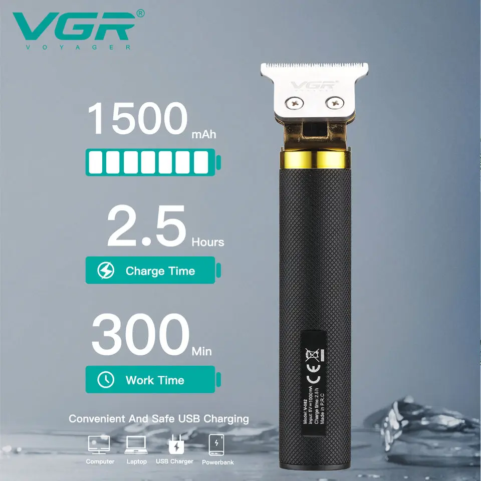 원래 VGR 전문 USB 전기 머리 트리머 충전식 이발사 무선 머리 가위 남자 이발 기계