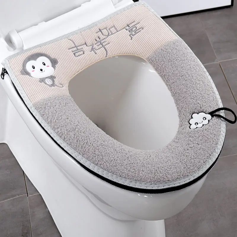 

Bathroom Toilet Seat Cover Set Soft Thicker Warm Plush Toilet Seat Mat+ Lid Cover Winter Pad Home Decoration Bidet Cushion 2pcs