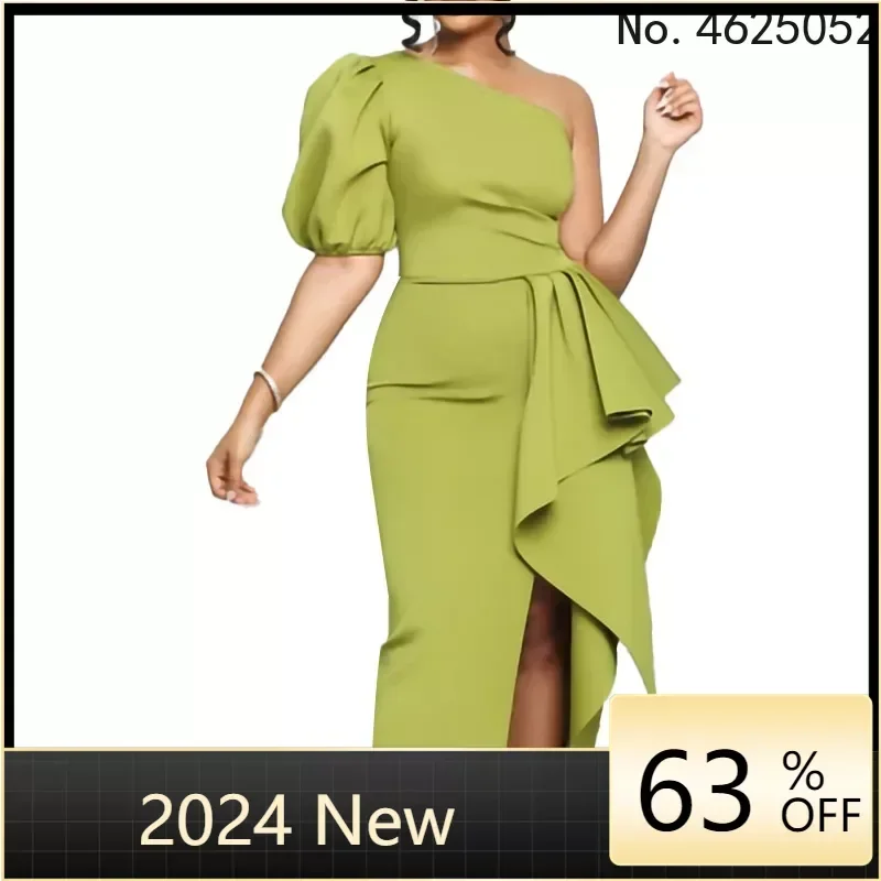 2023 Summer Elegent African Women Half Sleeve Yellow Red Polyester Knee-length Dress African Dresses for Women S-3XL With Belt
