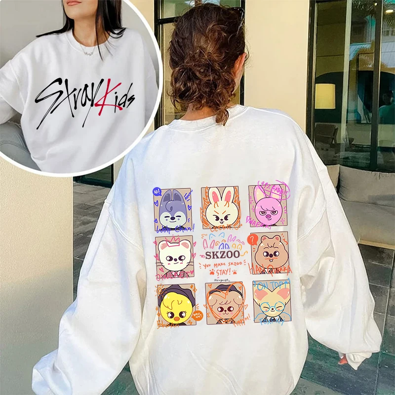 

New Hot Stray Kids K-POP Y2k Sweatshirts Fashion Casual Pullovers Tops Unisex Long Sleeve Pullovers Autumn Winter