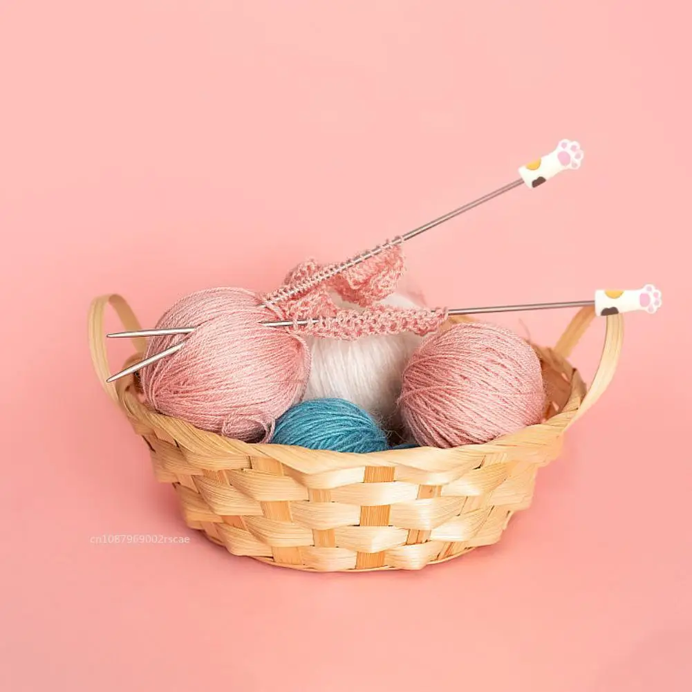 Description Picture 6 of item4pcs/set Cat Paw Knitting Needle Stoppers Needles Point Silicone Protector Anti-shedding Cap DIY Weave Tools Sewing Accessories