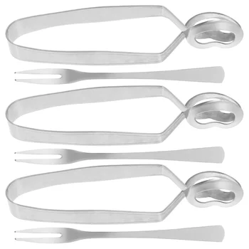 3 set Stainless Steel Snail Tong Fork Set Escargot Dining Tools Kitchen Utensils Multi Functional Practical Snail Fork Snails